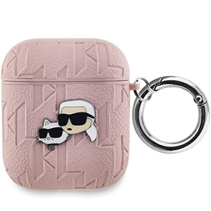 Attēls no Karl Lagerfeld PU Embossed Karl and Choupette Heads Case for AirPods 1/2 / pink