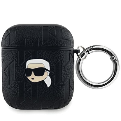 Attēls no Karl Lagerfeld PU Embossed Karl Head Case for AirPods 1/2 / Black
