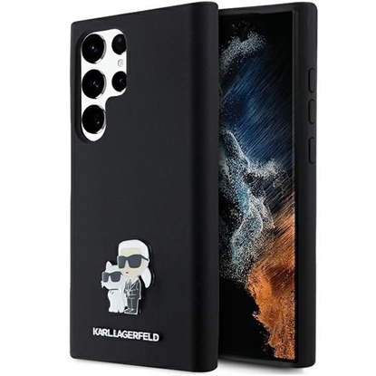 Изображение Karl Lagerfeld Liquid Silicone Metal Karl and Choupette Case for Samsung Galaxy S24 Ultra / black