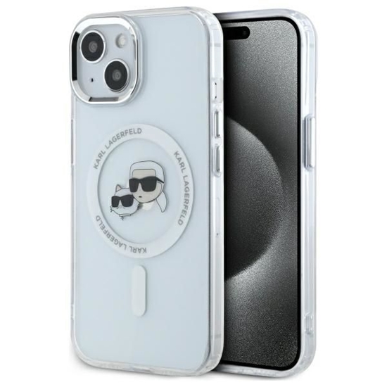 Picture of Karl Lagerfeld IML K&CH Heads Metal Frame MagSafe Case for iPhone 14 / Transparent