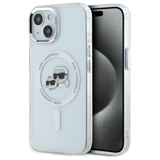 Picture of Karl Lagerfeld IML K&CH Heads Metal Frame MagSafe Case for iPhone 15 / Transparent