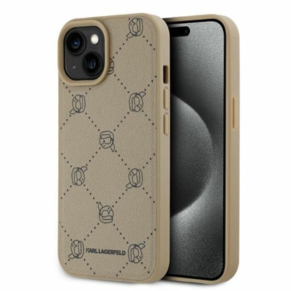 Изображение Karl Lagerfeld PU Karl Heads Pattern MagSafe Case for iPhone 15 / beige