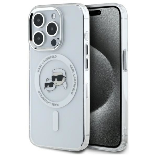 Изображение Karl Lagerfeld IML K&CH Heads Metal Frame MagSafe Case for iPhone 15 Pro Max / Transparent