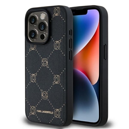 Изображение Karl Lagerfeld PU Karl Heads Pattern MagSafe Case for iPhone 15 Pro Max / Black