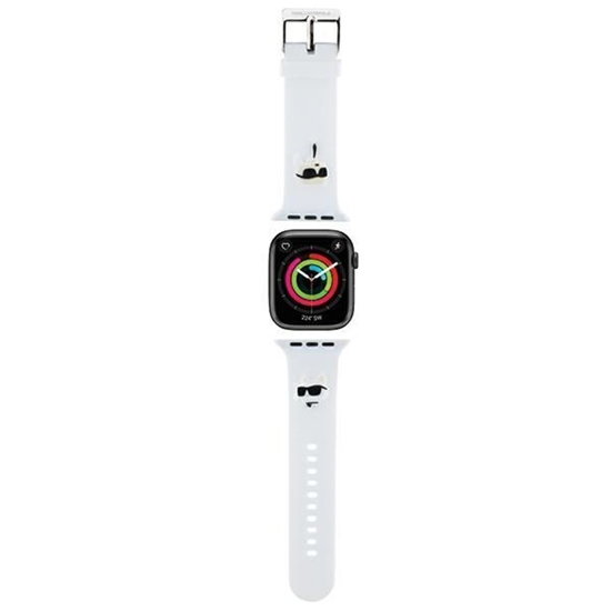 Picture of Karl Lagerfeld Karl and Choupette Head NFT Watch Strap for Apple Watch 42/44/45/46/49 / white