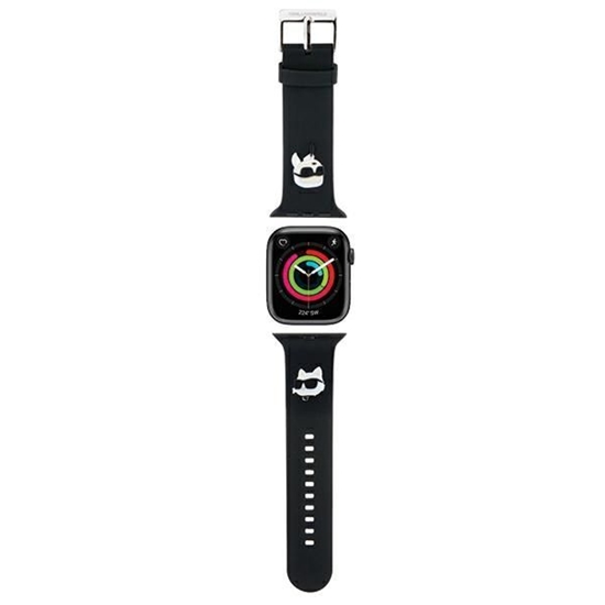 Picture of Karl Lagerfeld Karl and Choupette Head NFT Watch Strap for Apple Watch 42/44/45/46/49 / black