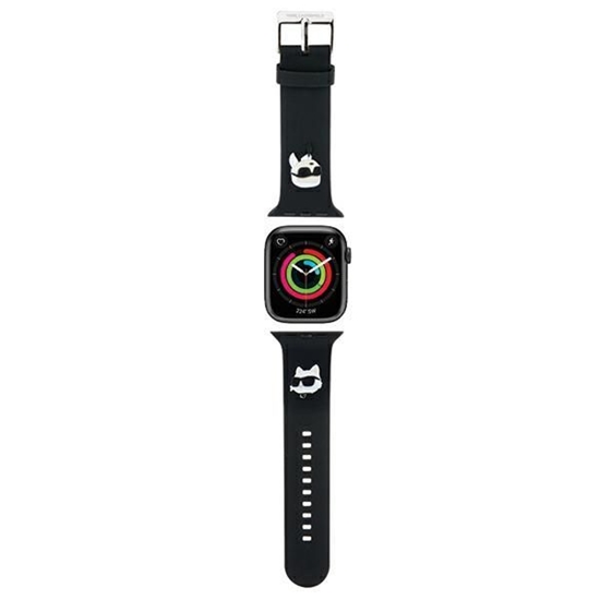 Picture of Karl Lagerfeld Karl and Choupette Head NFT Watch Strap for Apple Watch 38/40/41 / Black