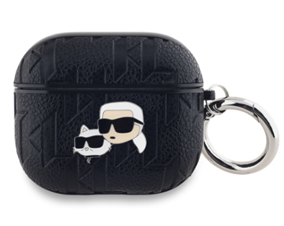 Изображение Karl Lagerfeld PU Embossed Karl and Choupette Heads Case for Apple AirPods 3
