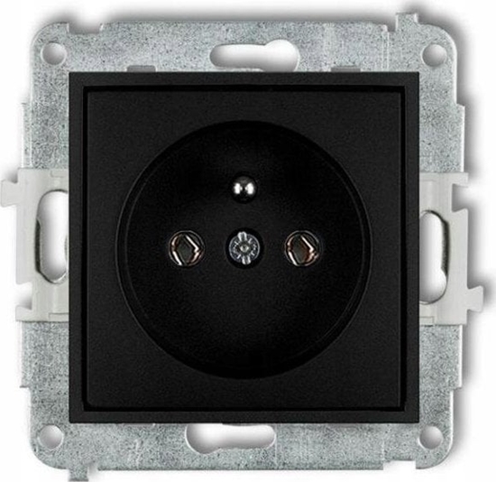 Picture of Karlik Gniazdo pojedyncze z uziemieniem Karlik Icon 12IGP-1z 2P+Z bez przeson torów prdowych czarny mat