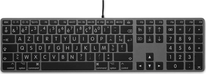 Изображение Klawiatura LMP Large Font USB Keyboard 110 keys wired USB keyboard with 2x USB and aluminum upper cover - French AZERTY - space gray