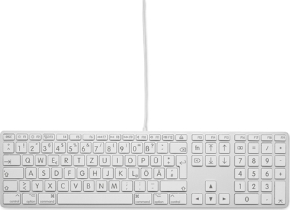 Изображение Klawiatura LMP Large Font USB Keyboard 110 keys wired USB keyboard with 2x USB and aluminum upper cover - German