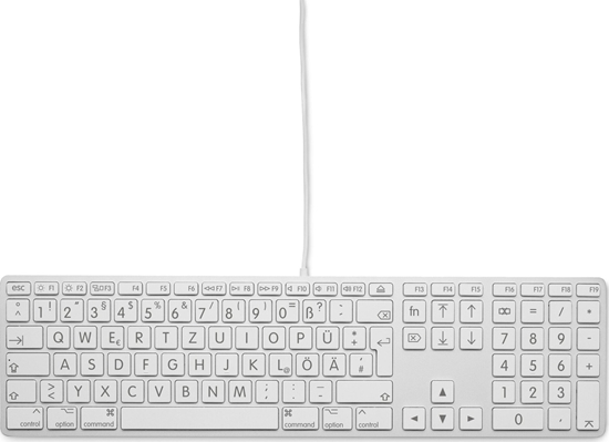 Picture of Klawiatura LMP Large Font USB Keyboard 110 keys wired USB keyboard with 2x USB and aluminum upper cover - German
