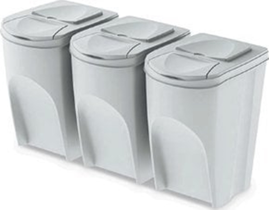 Picture of Kosz na mieci Prosperplast do segregacji 3 x 35L jasny szary (IKWB35S3-427C)