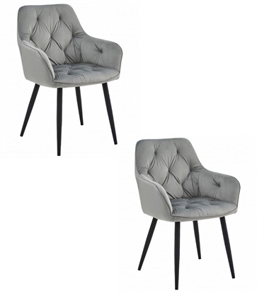 Изображение Krzeso JORK - aksamit srebrno-szary / nogi czarne x 2