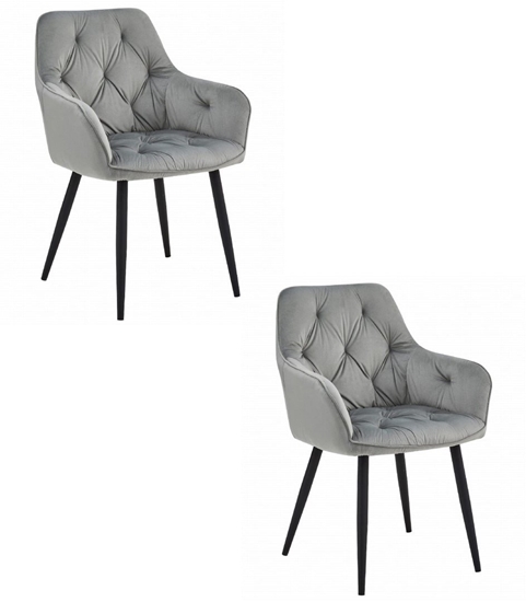 Изображение Krzeso JORK - aksamit srebrno-szary / nogi czarne x 2