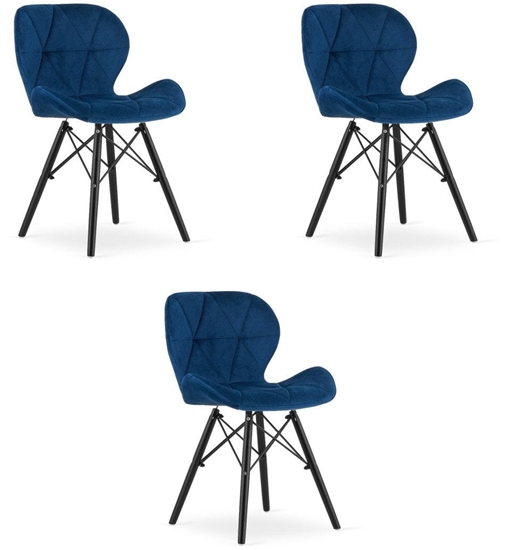 Picture of Krzeso LAGO Aksamit - granatowe / nogi czarne x 3