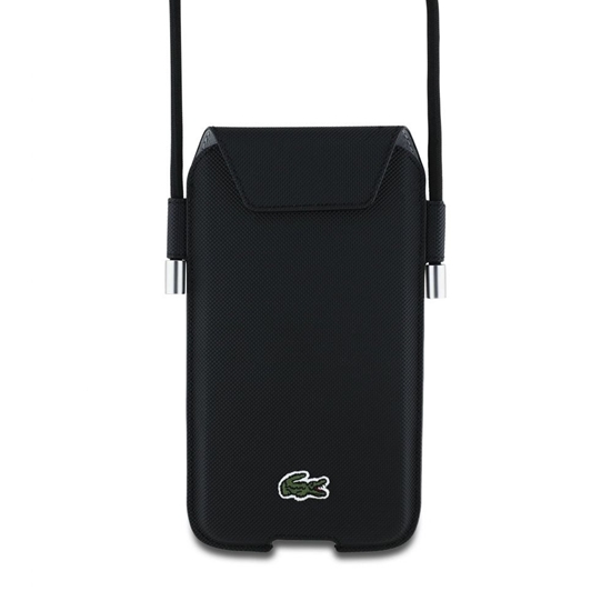 Picture of Lacoste - Lacoste PVC Iconic Petit Pique Phone Pouch XL Black