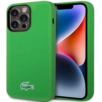 Picture of Lacoste Apple iPhone 15 Pro 6.1 Liquid Silicone Microfiber Croc Logo Magsafe Back Cover Green Green
