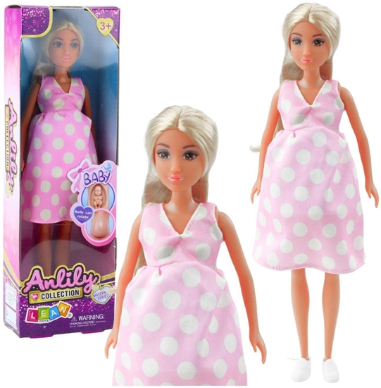 Picture of Lalka Anlily W Ciy Jasno Róowa W Kropki Sukienka Dugie Wosy LEAN Toys