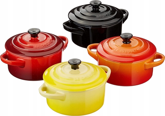 Изображение Le Creuset Stoneware Set of 4 petite Casseroles 10x5cm red