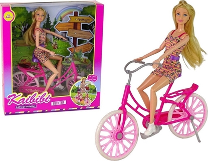 Attēls no LeanToys Lalka na Rowerze Plastikowa Róowa