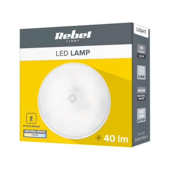 Picture of LED nakts lampa ar magnētu | Kustības sensors | Akumulators 550mAh | 68x15 mm | USB-C