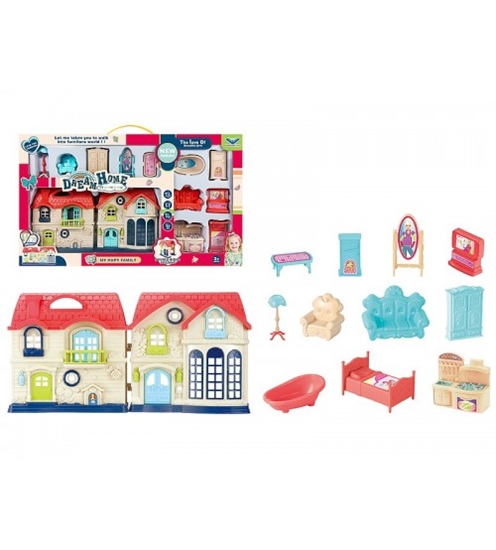 Picture of Leļļu mājiņa ar mēbelēm 12 detaļas 17 cm 585331