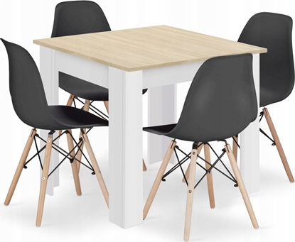 Изображение Leobert Zestaw stó kwadratowy 80x80 db sonoma + 4 krzesa OSAKA czarne