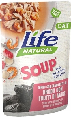 Picture of LIFE CAT SOUP 60g TUNA + SHRIMPS IN       BROTH WITH SEAFOOD   /30
