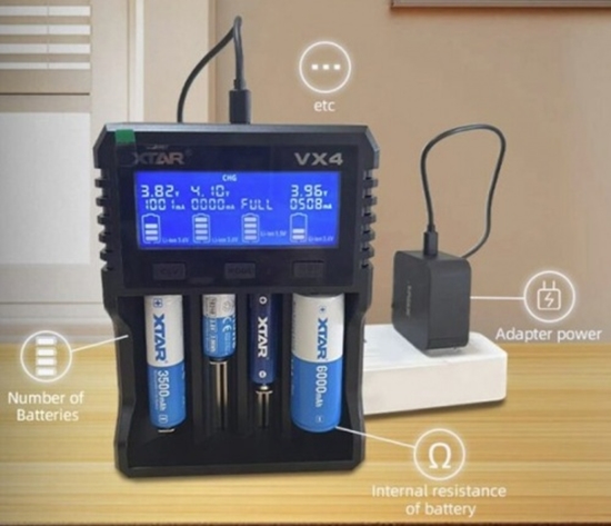Picture of Li-ion 1.5V / 3.6 / 3.7V / Li-FePO4 / Ni-MH akumulatora lādētājs ar barošanas bloku :: XSTAR VX4SET