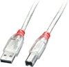 Изображение Lindy USB 2.0 Cable Type A/B, transparent, 0.2m