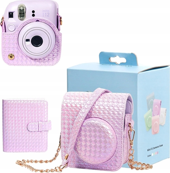 Изображение LoveInstant Zestaw 2w1 Futera Etui Case Do Fuji Instax Mini 12 + Album Na 64 Zdjcia / Fioletowy