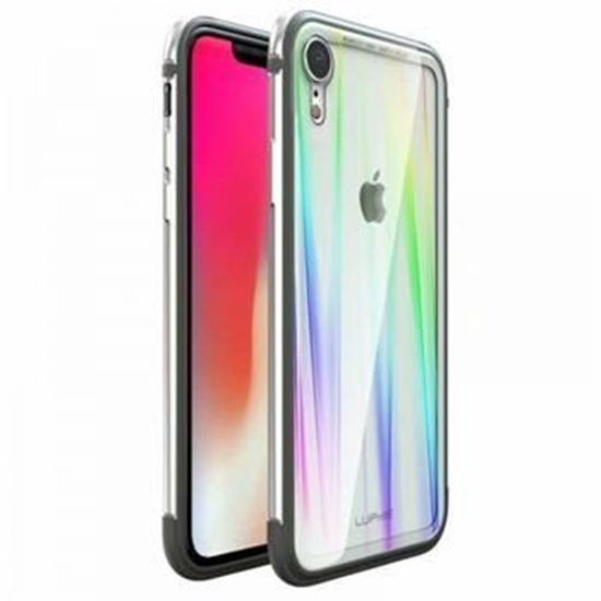 Picture of Luphie Apple iPhone XR Aurora Condom Aluminium Frame + TPU Case Silver