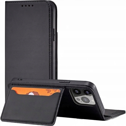 Attēls no Magnet Card Case etui iPhone 14 Pro Max pokrowiec z klapk portfel podstawka czarne