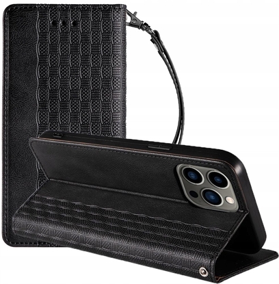 Picture of Magnet Strap Case etui iPhone 14 Pro Max pokrowiec z klapk portfel mini smycz podstawka czarne