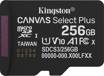 Attēls no Karta Kingston Canvas Select Plus MicroSDXC 256 GB UHS-I/U1 A1 V10 (SDCS3/256GBSP)