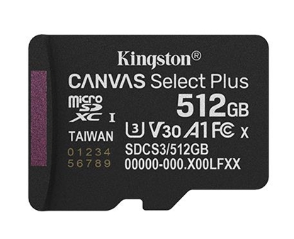 Picture of Atmiņas karte Kingston MicroSDXC 512GB Canvas Select Plus bez adaptera