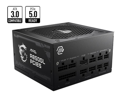 Attēls no MSI MAG A850GL PCIE5 power supply unit 850 W 20+4 pin ATX ATX Black
