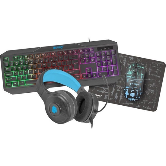 Picture of Natec - COMBO set 4in1 FURY Thunderstreak 3.0 keyboard + mouse +headphones + mousepad, INT/RUS layout Black