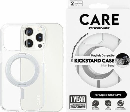 Изображение PanzerGlass CARE by PanzerGlass Kickstand Case iPhone 15 Pro 6,1" MagSafe srebrny/silver 1414