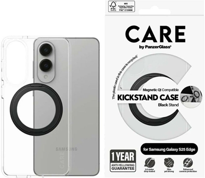 Attēls no Etui CARE by PanzerGlass Feature Black   Kickstand & QI do Samsung Galaxy S25 Edge przezroczysty