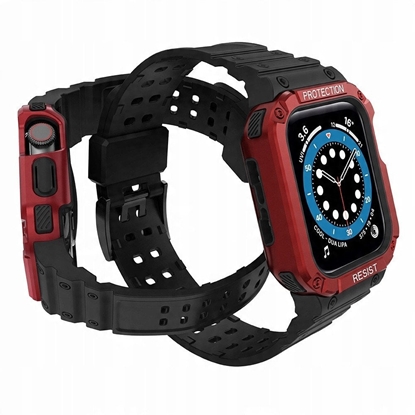 Изображение Pasek z etui ochronnym Protect Strap Band do Apple Watch 38 / 40 / 41 mm opaska obudowa pancerna - czarny, czerwony