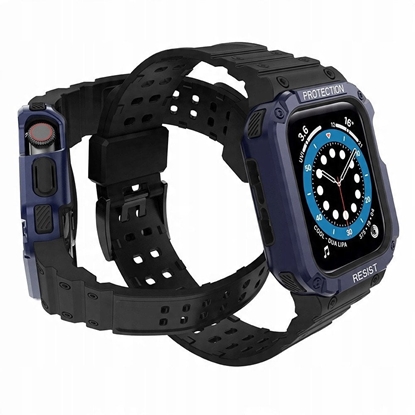 Изображение Pasek z etui ochronnym Protect Strap Band do Apple Watch 38 / 40 / 41 mm opaska obudowa pancerna - czarny, niebieski