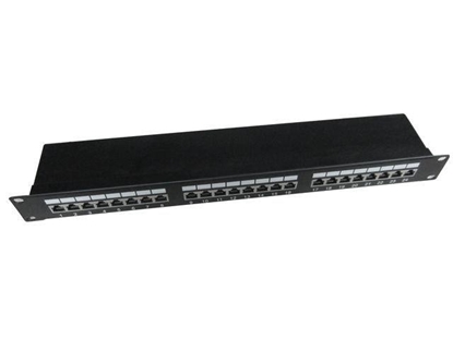 Picture of Patch Panel 24 Porty 1U 19'' Kat.5e ekran z funkcją organizacji  kabli czarny 