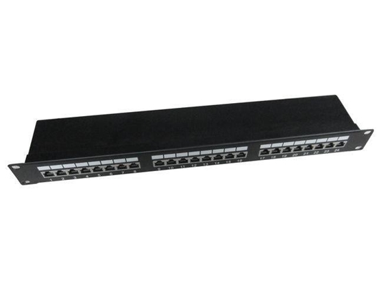 Picture of Patch Panel 24 Porty 1U 19'' Kat.5e ekran z funkcją organizacji  kabli czarny 