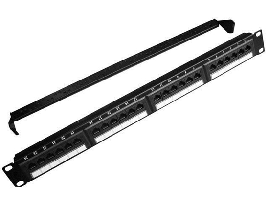 Picture of Patch Panel 24 Porty 1U 19'' Kat.5e z funkcją organizacji kabli  czarny 