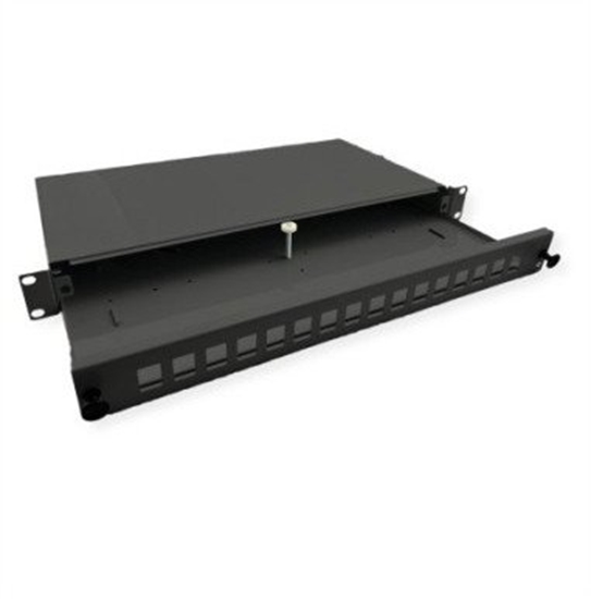 Picture of Roline 19" 1U Fiber Optic Patch Panel, for 16 Keystones, black