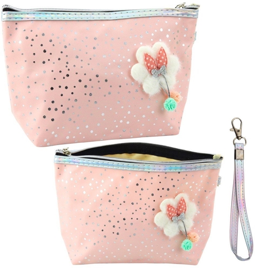 Picture of Piórnik Kosmetyczka Kokardka Byszczce Kropki Pudrowy Ró 23x16cm LEAN