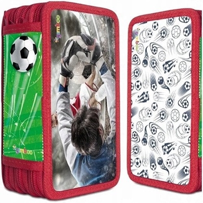 Attēls no Piórnik szkolny GIMBOO, z wyposaeniem, 3 komory, mix wzorów