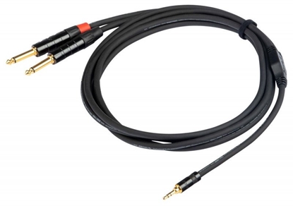 Picture of PROEL 3.5mm stereo male - 2 x 6.3mm mono male, 1.5m, black